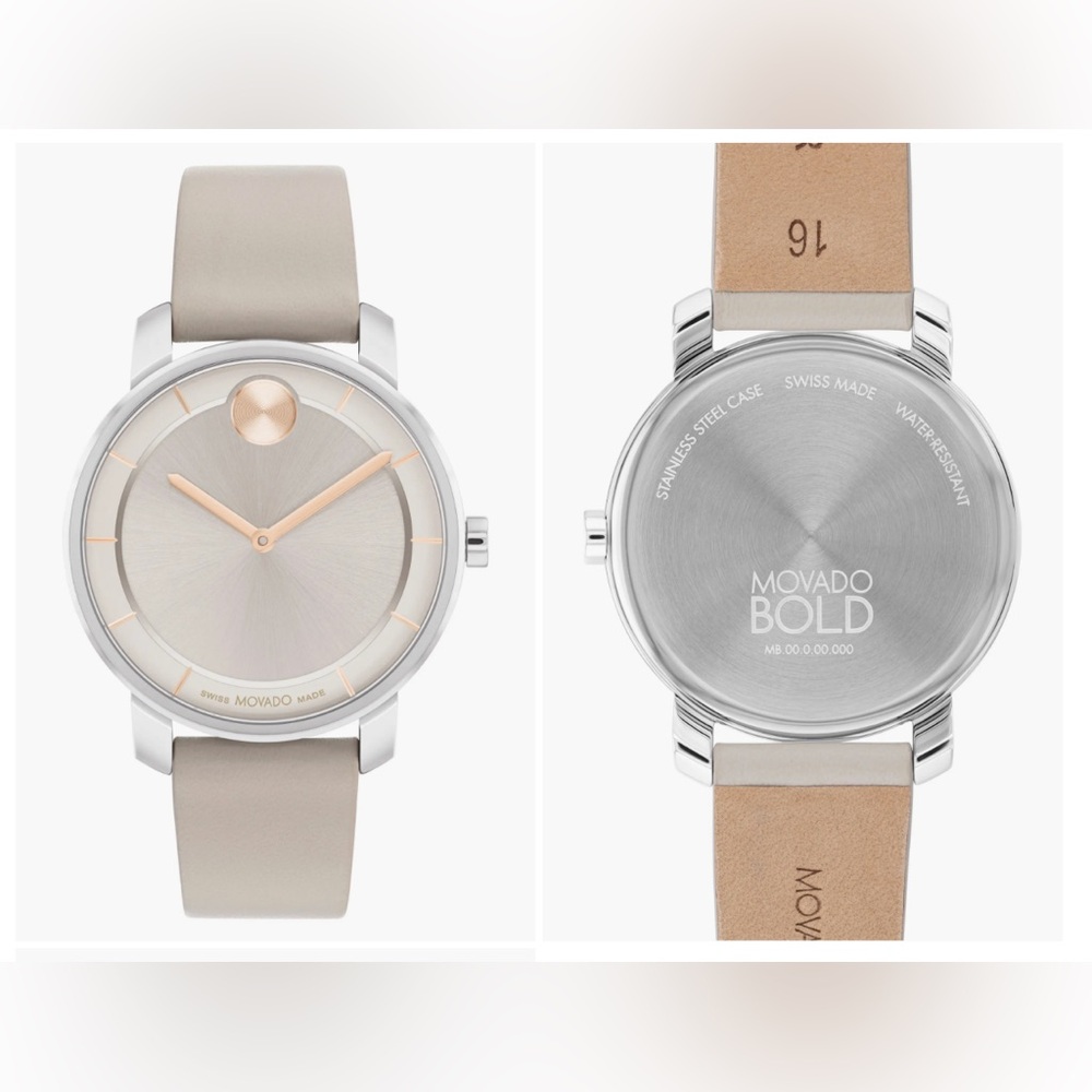 Movado: Bold Horizon Leather Strap Watch, 34mm